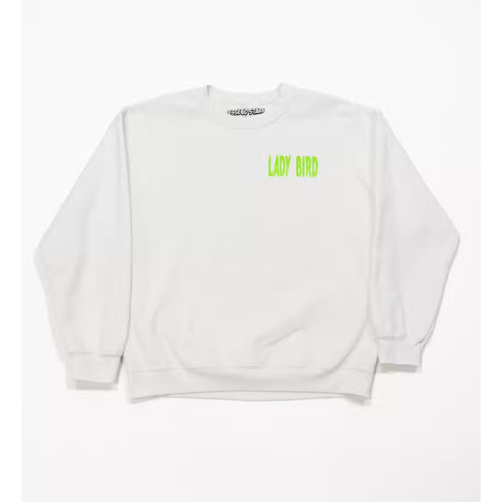 NWOT Jesse Jo Stark Lady Bird Graphic Pullover Crewneck White Sweatshirt Small